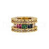 Flat Round Rack Plating Brass Cubic Zirconia European Beads KK-L236-10G-2