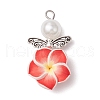 Handmade Polymer Clay Flower Plumeria Pendants PALLOY-JF03933-3
