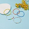 5Pcs 5 Style Glass Seed & Brass Beaded Stretch Bracelets Set for Women BJEW-JB08978-2