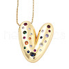 Brass Micro Pave Cubic Zirconia Letter Pendant Necklaces KK-Z069-01G-V-1