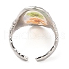 Oval Epoxy Resin with Dry Flower Cuff Rings RJEW-G304-02P-3
