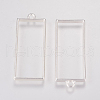 Rack Plating Alloy Rectangle Open Back Bezel Pendants PALLOY-S047-11B-FF-3