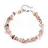 Natural Black Gold Rutilated Quartz Chip Beaded Anklets for Women AJEW-AN00695-3
