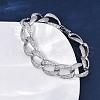Brass Micro Pave Clear Cubic Zirconia Curb Chain Bracelets for Women BJEW-A034-04B-P-2