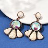 Alloy Synthetic Turquoise Dangle Stud Earrings EJEW-U053-04A-R-2