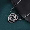 304 Stainless Steel Triple Circles Pendant Necklaces for Women NJEW-Z044-14P-3