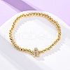 Brass Round Beads Stretch Bracelets BJEW-A034-05G-2