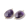 Natural Amethyst Connector Charms G-C110-02C-KCG-2