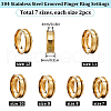 SUNNYCLUE 12Pcs 6 Size 304 Stainless Steel Grooved Finger Ring Settings RJEW-SC0001-02-2