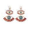 Rhinestone Double Evil Eye Dangle Stud Earrings with Acrylic Pearl Beaded EJEW-J045-03C-KCG-1