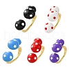 Brass Enamel Open Cuff Rings for Women RJEW-U057-23G-2
