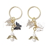 2Pcs Butterfly Alloy Acrylic & Rhinestone & Angle Pendant Keychains KEYC-JKC01251-2