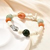 Porcelain Beads & Synthetic Howlite Beads Stretch Bracelets for Women BJEW-D307-02B-5