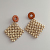 Woven Wood Rattan Dangle Earrings for Women SN9430-3-1