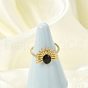 Flower 304 Stainless Steel Enamel Open Cuff Rings for Women RJEW-G338-15G-02-2