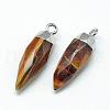 Natural Tiger Eye Pointed Pendants G-Q495-03P-2