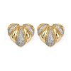 Brass Micro Pave Clear Cubic Zirconia Stud Earrings for Women EJEW-U059-03GP-2