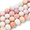 Opaque Crackle Glass Round Beads Strands GLAA-T031-10mm-01Q-1