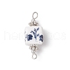 Handmade Flower Printed Porcelain Cube Links PALLOY-JF03965-02-3