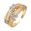 Brass Micro Pave Clear Cubic Zirconia Cuff Finger Rings for Women RJEW-U033-03PG-4