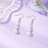 Round Shell Pearl Beaded Dangle Earrings EJEW-JE06475-1