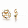 Brass Micro Pave Clear Cubic Zirconia Stud Earring Findings KK-T062-54G-NF-3