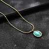 Imitation Cat Eye Oval Pendant Necklace with Round Snake Chains X-NJEW-G085-06G-2