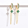 S925 Sterling Silver Clover with Chain Charm Hoop Earrings MJ2437-1-3