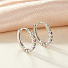 Rhodium Plated 925 Sterling Silver Micro Pave Colorful Cubic Zirconia Hoop Earrings IY5335-2-2