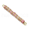 Natural Rhodonite & Electroplated Synthetic Non-magnetic Hematite Heishi Connector Charms PALLOY-JF03291-07-4