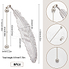 SUNNYCLUE 6Pcs Alloy Feather Pendant Bookmarks AJEW-SC0003-31B-2