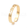Crystal Rhinestone Oval with Square Open Cuff Ring X-RJEW-I096-20G-1