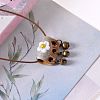 Porcelain Flower Alloy Bell Pendant Waxed Cord Necklaces for Women FS-WG870A5-01-1