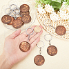 CHGCRAFT 18Pcs 3 Style Flat Round Wood Keychains KEYC-CA0001-55-3