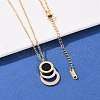 304 Stainless Steel Roman Numeral 3 Ring Pendant Necklaces NJEW-V001-06G-01-4
