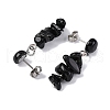 Natural Obsidian Dangle Stud Earrings EJEW-JE06371-07-3