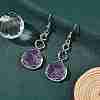 Hexagon Natural Mixed Stone Dangle Earrings EJEW-K298-01P-2