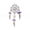 4Pcs 4 Styles Natural Mixed Stone Chip Big Pendants PALLOY-JF02296-S-2