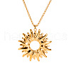 Vintage Stainless Steel Sunflower Stud Earrings & Pendant Necklaces Sets for Women KZ0138-1-5