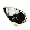 Natural Obsidian Arrow Chunky Adjustable Ring G-D468-06LG-4
