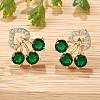 Flower Brass Micro Pave Clear Cubic Zirconia Stud Earrings for Women EJEW-G428-18G-01-2