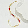 Simple Fashion Rondelle Glass & Iron Paperclip Chain Anklets for Women UC1823-1-7