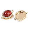 Natural Carnelian(Dyed & Heated) Oval Connector Charms KK-U043-50G-01-2