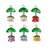 Transparent Acrylic Bead Caps with Tibetan Style Alloy Daisy Spacer Beads and Spray Painted Transparent Glass Beads and ABS Plastic Imitation Pearl Beads Pendants PALLOY-JF03630-1