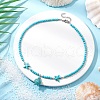 Synthetic Turquoise Sea Turtle & Starfish Pendant Beaded Necklaces NJEW-JN05210-01-1