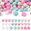 78Pcs 10 Style Round/Hexagon/Arch Food Grade Eco-Friendly Silicone Beads SIL-TA0001-43-2
