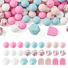 78Pcs 10 Style Round/Hexagon/Arch Food Grade Eco-Friendly Silicone Focal Beads SIL-TA0001-43-2