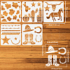 5Pcs 5 Styles Western Theme PET Hollow Out Drawing Painting Stencils DIY-WH0394-0147-2