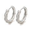 Twist Brass Clear Cubic Zirconia Hoop Earrings EJEW-Q016-19P-3