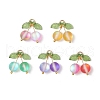 5Pcs 5 Colors Dyed Frosted Synthetic Moonstone Cherry Pendants PALLOY-TA00255-1